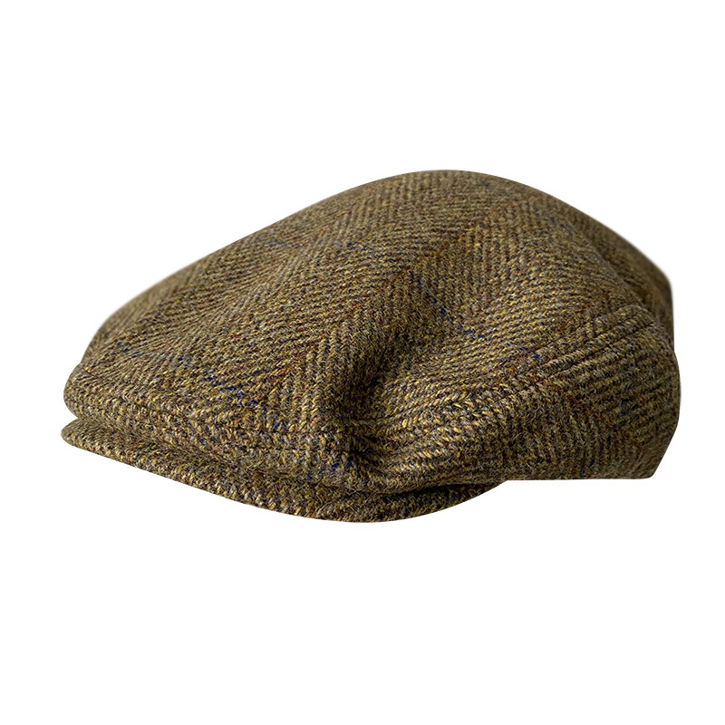 Newsboy Cap Ivy - Szara w paski nowa wełniana płaska