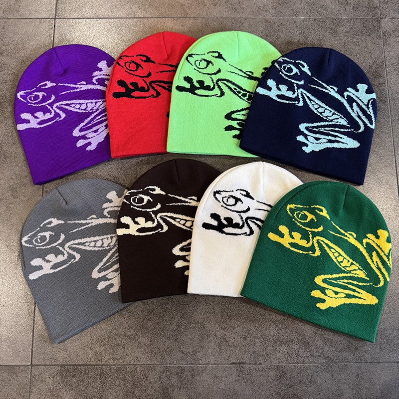 Beanie Cuffed Knit - Czapka z nadrukiem Żabki Drzewnej Męska